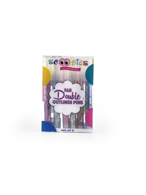 

SCOOBIES Kids 6 Pieces Double Outline Markers, Multi
