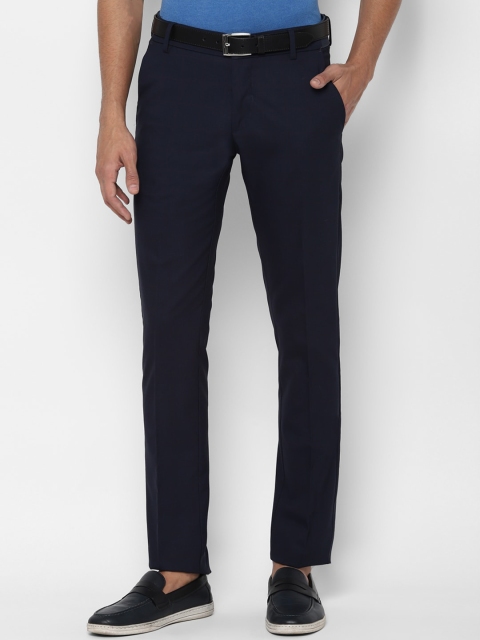 

Allen Solly Men Navy Blue Checked Slim Fit Trousers