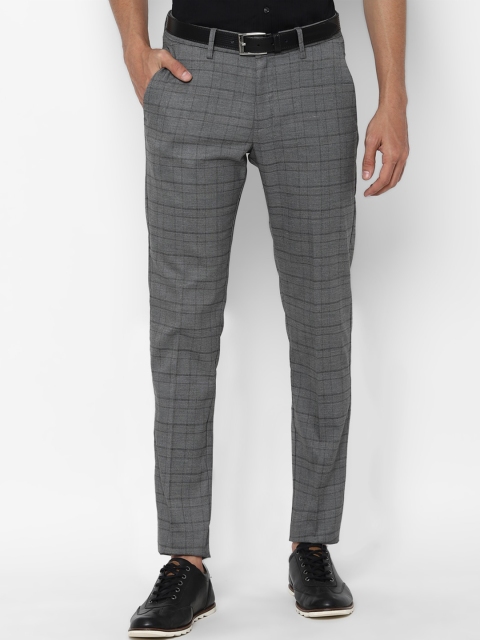 

Allen Solly Men Grey & Black Checked Slim Fit Trousers