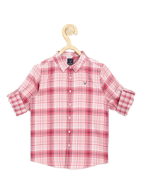 

Allen Solly Junior Boys Pink Slim Fit Tartan Checks Opaque Checked Casual Shirt