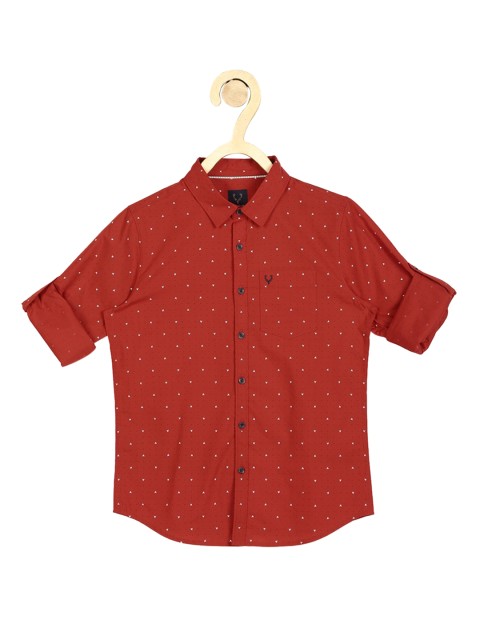 

Allen Solly Junior Boys Red Slim Fit Opaque Printed Casual Shirt