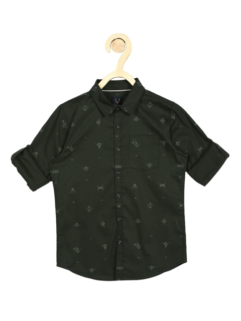 

Allen Solly Junior Boys Olive Green Slim Fit Opaque Printed Casual Shirt