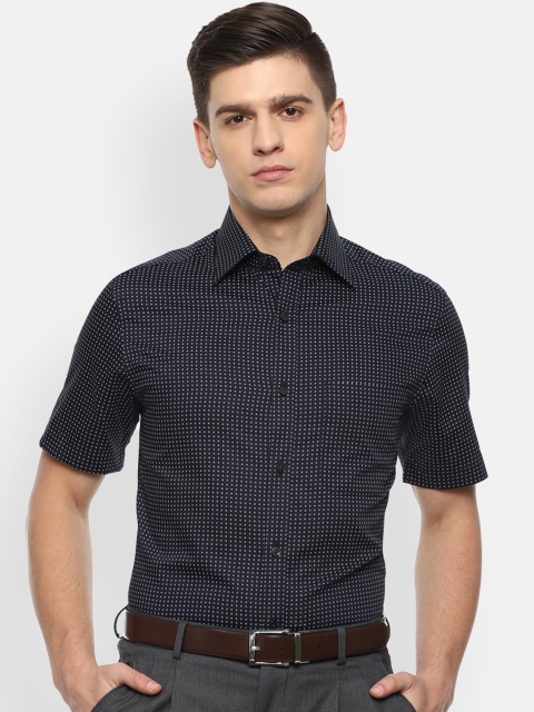 

Louis Philippe Men Black Opaque Printed Formal Shirt