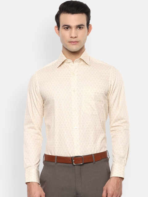 

Louis Philippe Men Cream-Coloured Opaque Printed Formal Shirt
