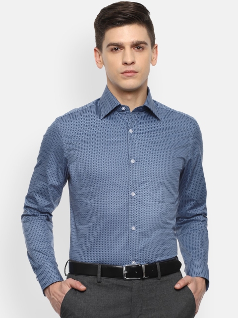

Louis Philippe Men Blue Micro Checks Opaque Checked Formal Shirt