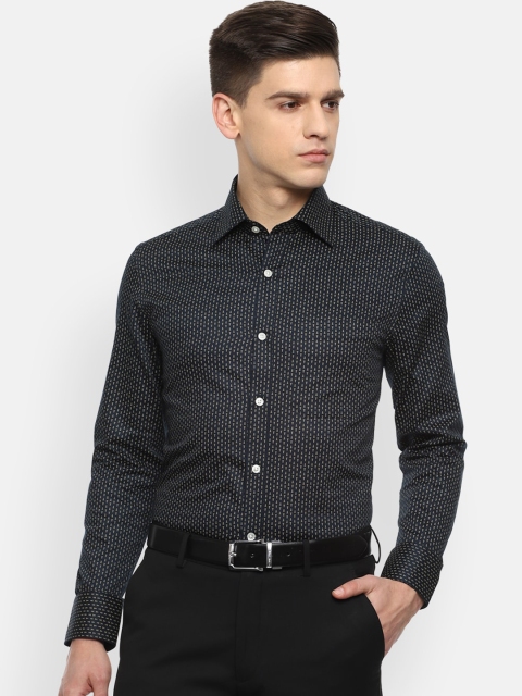 

Louis Philippe Men Grey Opaque Printed Formal Shirt
