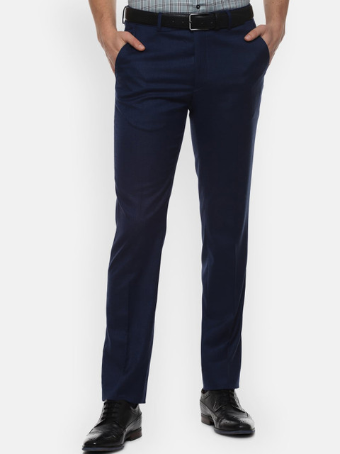 

Van Heusen Men Navy Blue Slim Fit Formal Trousers