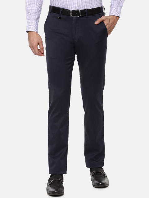 

Van Heusen Men Navy Blue Slim Fit Formal Trousers