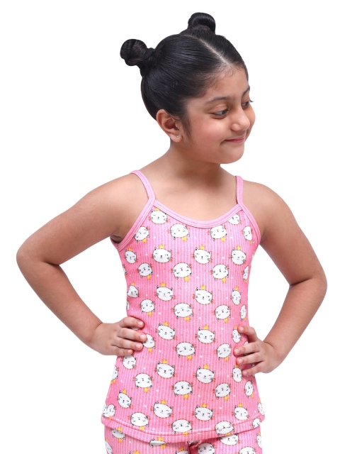 

D'chica Girls Pink & Blue Kitty Printed Themal Top