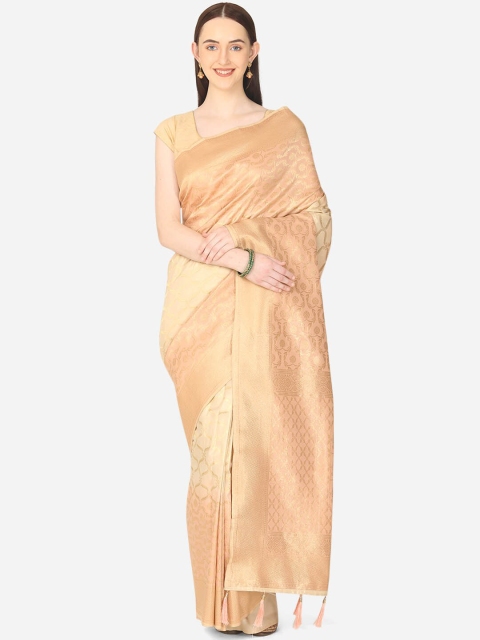 

BOMBAY SELECTIONS Pink & Gold-Toned Ethnic Motifs Zari Art Silk Banarasi Saree