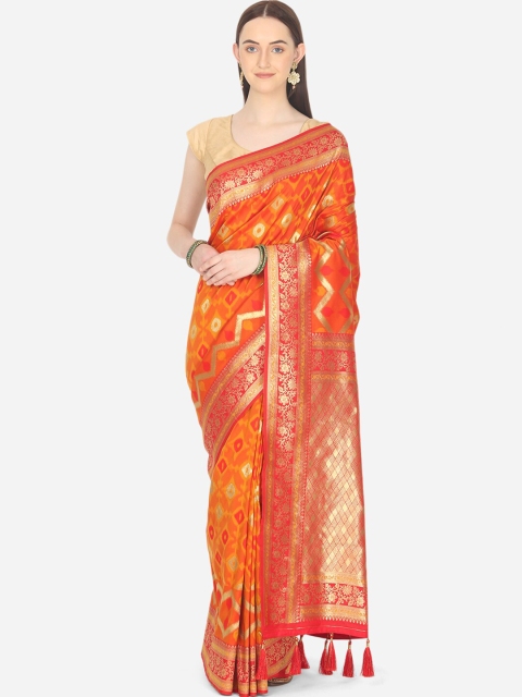

BOMBAY SELECTIONS Magenta & Gold-Toned Ethnic Motifs Zari Art Silk Banarasi Saree