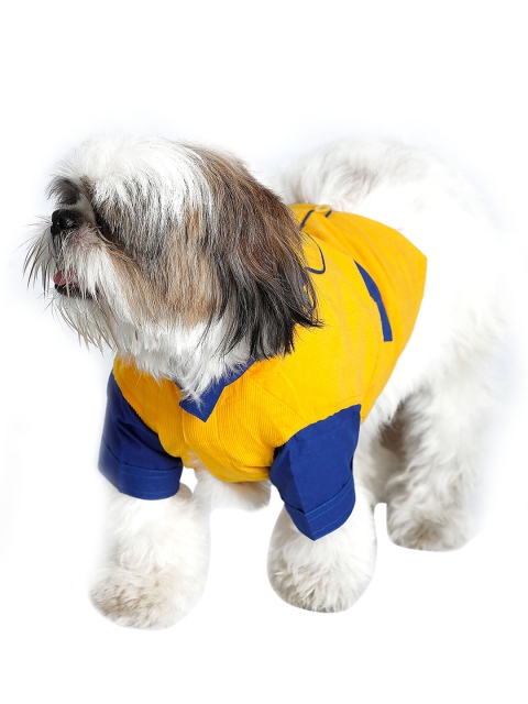 

Dchica Paws Yellow & Blue Solid Cotton Dog Tuxedo