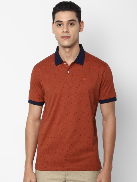 

Allen Solly Men Rust & Navy Blue Printed Polo Collar T-shirt