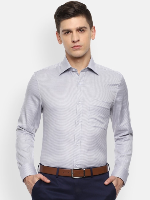 

Louis Philippe Men Grey Opaque Textured Pure Cotton Formal Shirt