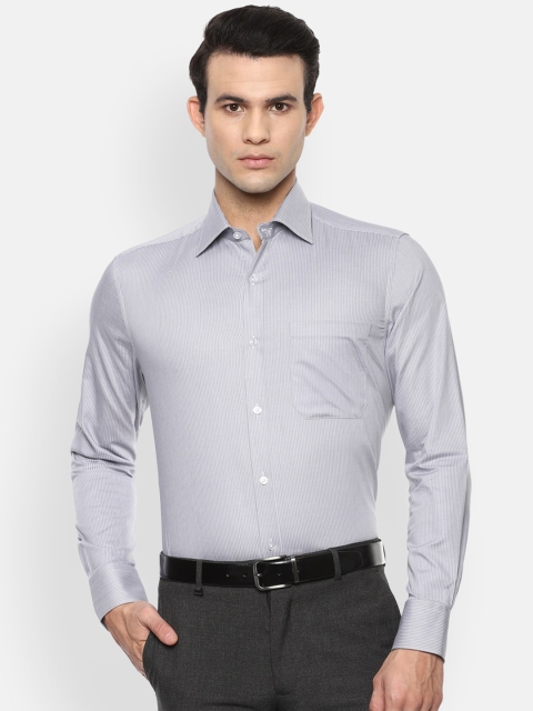 

Louis Philippe Men Grey Opaque Striped Formal Shirt