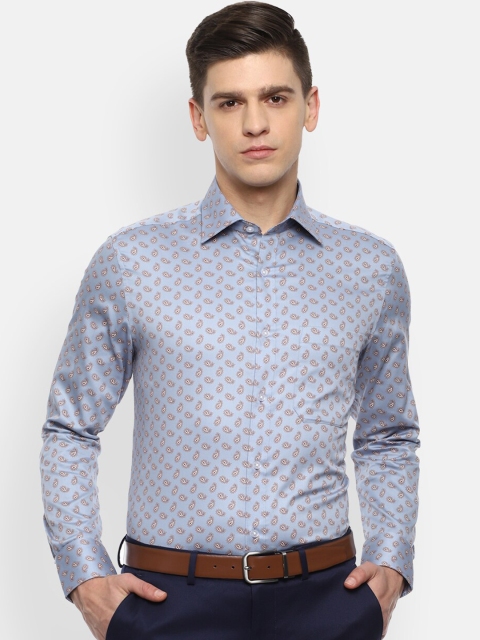 

Louis Philippe Men Blue Opaque Printed Formal Shirt