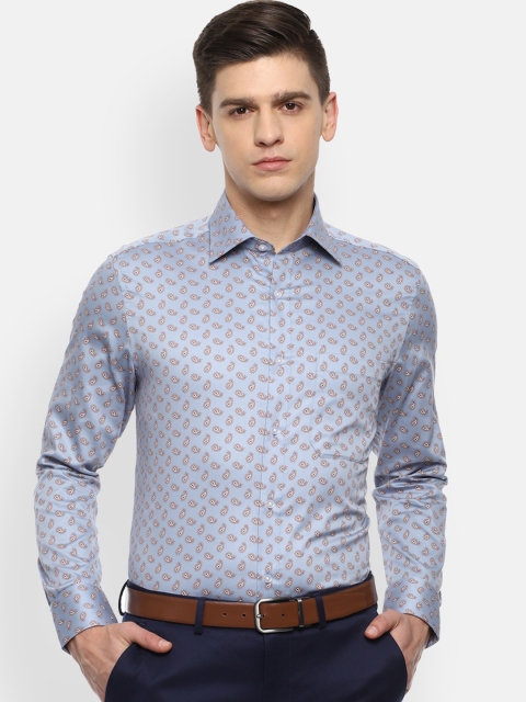 

Louis Philippe Men Blue Opaque Printed Formal Shirt