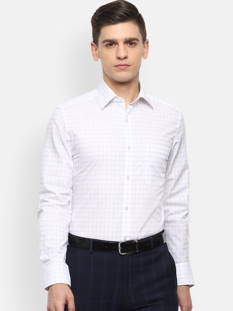 

Louis Philippe Men White & Black Checks Opaque Checked Pure Cotton Formal Shirt