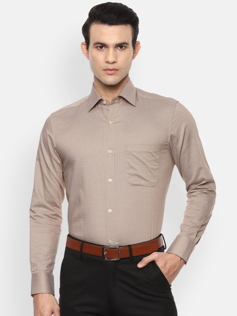 

Louis Philippe Men Khaki Micro Checked Formal Shirt