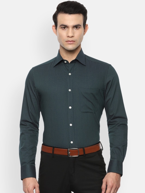 

Louis Philippe Men Green Opaque Printed Formal Shirt