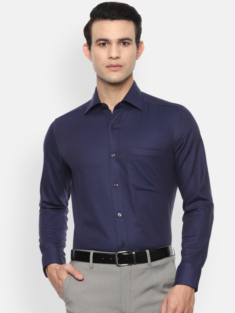 

Louis Philippe Men Navy Blue Opaque Pure Cotton Formal Shirt