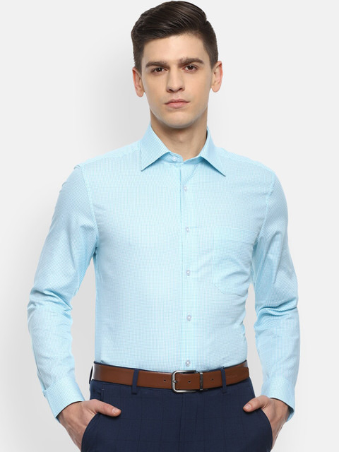 

Louis Philippe Men Blue Micro Checks Opaque Checked Formal Shirt