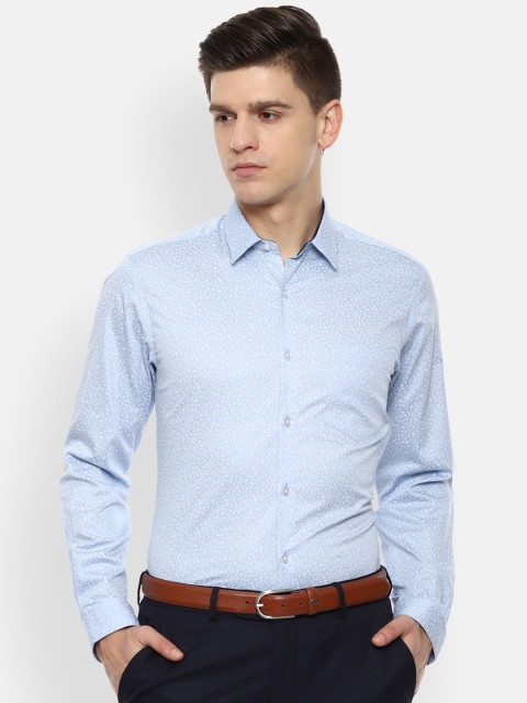 

Louis Philippe Men Blue Slim Fit Floral Opaque Printed Formal Shirt