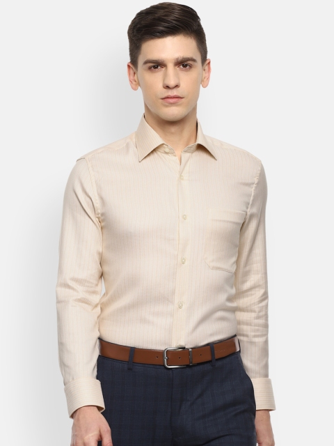 

Louis Philippe Men Beige Opaque Striped Formal Shirt