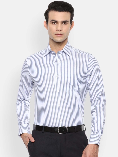 

Louis Philippe Men Blue Opaque Striped Formal Shirt