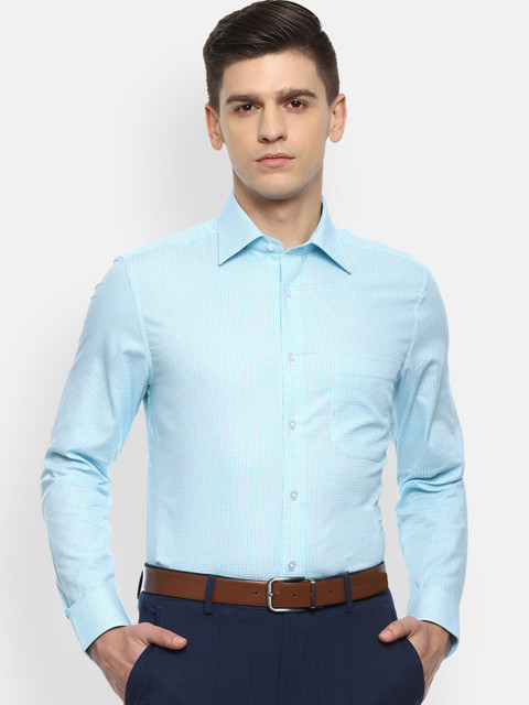 

Louis Philippe Men Blue Micro Checks Opaque Checked Formal Shirt