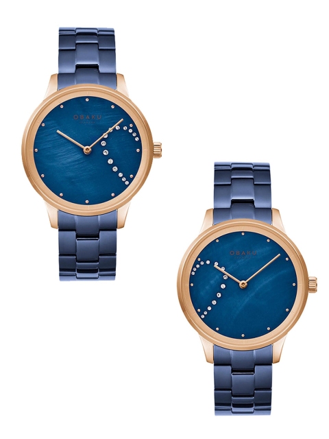 

Obaku Unisex Blue Brass Embellished Dial His and Her Analogue Pair Watches V247PMVLSL