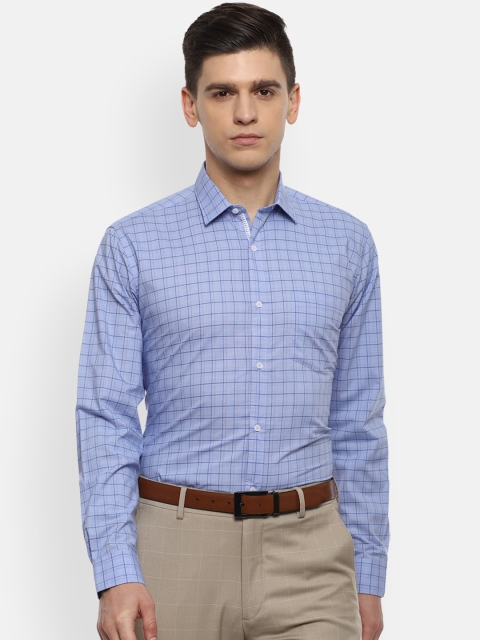 

Van Heusen Men Blue Opaque Checked Formal Shirt