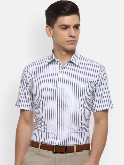 

Van Heusen Men White & Blue Striped Formal Shirt