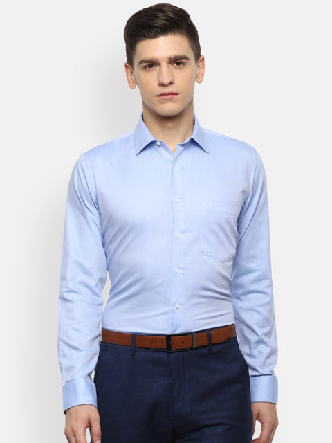 

Van Heusen Men Blue Slim Fit Opaque Pure Cotton Formal Shirt