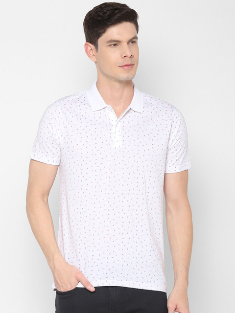 

Allen Solly Men White Printed Polo Collar Pockets T-shirt