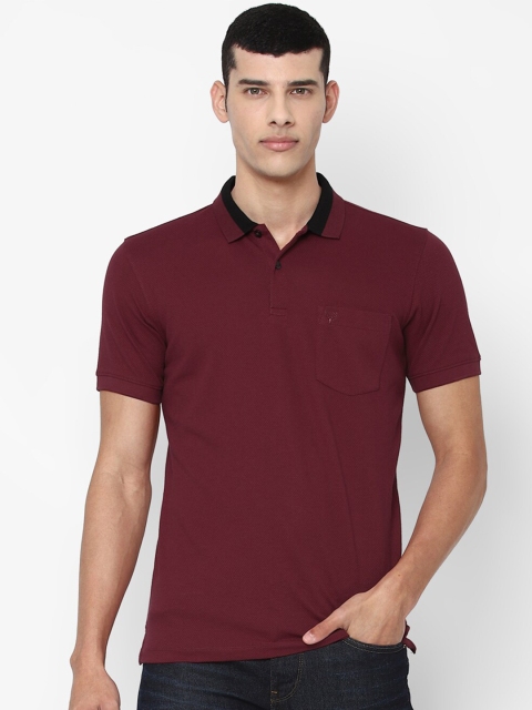 

Allen Solly Men Maroon Polo Collar Pockets Pure Cotton T-shirt