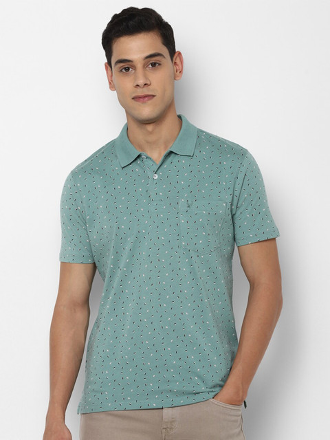 

Allen Solly Men Green Printed Polo Collar Pockets T-shirt