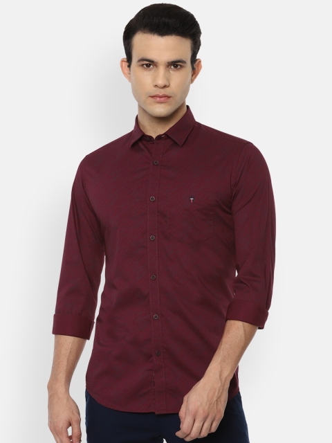 

Louis Philippe Sport Men Maroon & Blue Slim Fit Opaque Printed Pure Cotton Casual Shirt