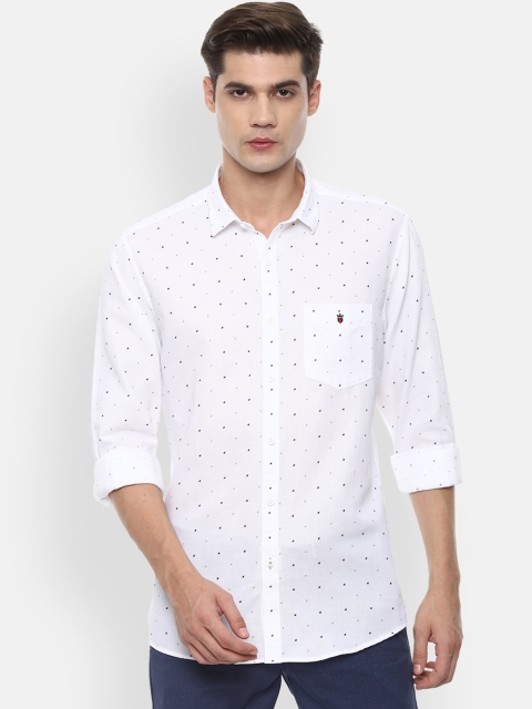 

Louis Philippe Sport Men White & Navy Blue Slim Fit Printed Pure Cotton Casual Shirt