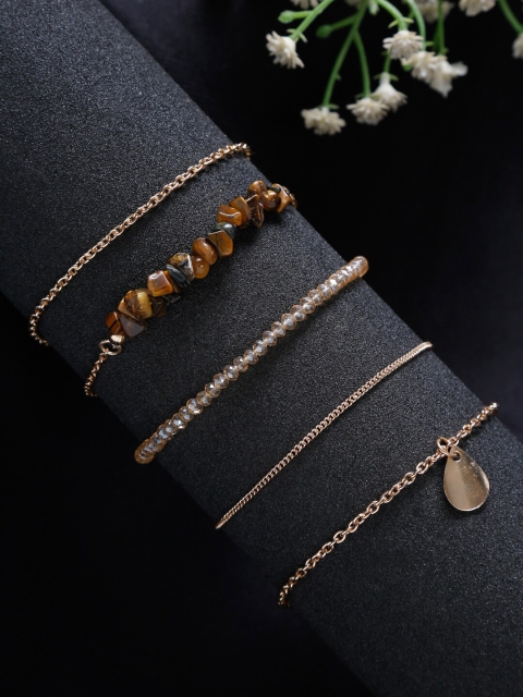 

Madame Women 5 Rose Gold & White Rose Gold-Plated Charm Bracelet