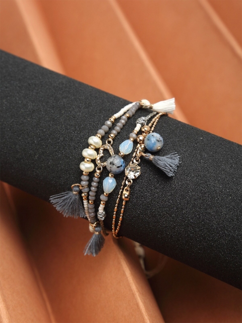 

Madame Women Rose Gold & Blue Rose Gold-Plated Charm Bracelet