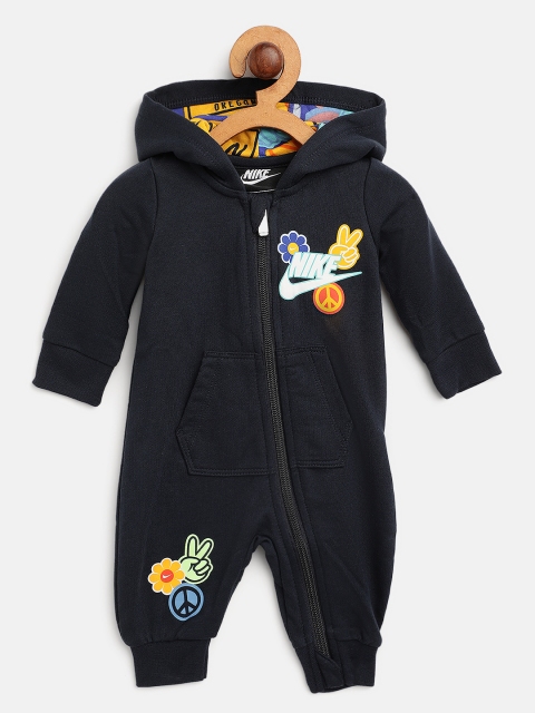 

Nike Boys Navy Blue Flower Child Hooded Coveralls Bodysuit