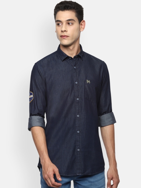 

VAN HEUSEN DENIM LABS Men Navy Blue Slim Fit Opaque Casual Shirt