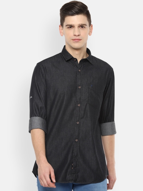 

VAN HEUSEN DENIM LABS Men Black Slim Fit Opaque Casual Shirt