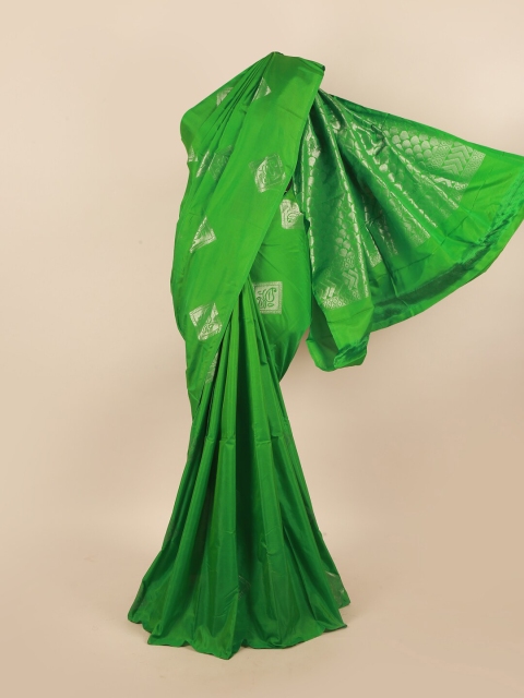 

Pothys Green & Gold-Toned Ethnic Motifs Silk Cotton Saree