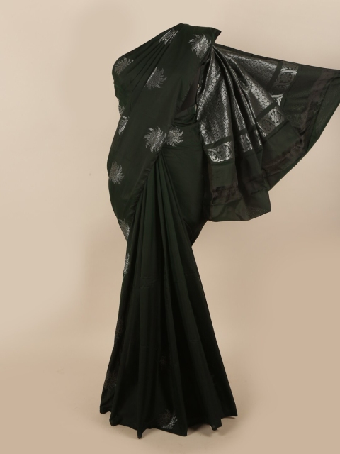 

Pothys Green & Silver-Toned Ethnic Motifs Silk Cotton Saree