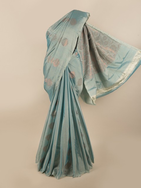 

Pothys Blue & Copper-Coloured Ethnic Motifs Zari Silk Cotton Saree