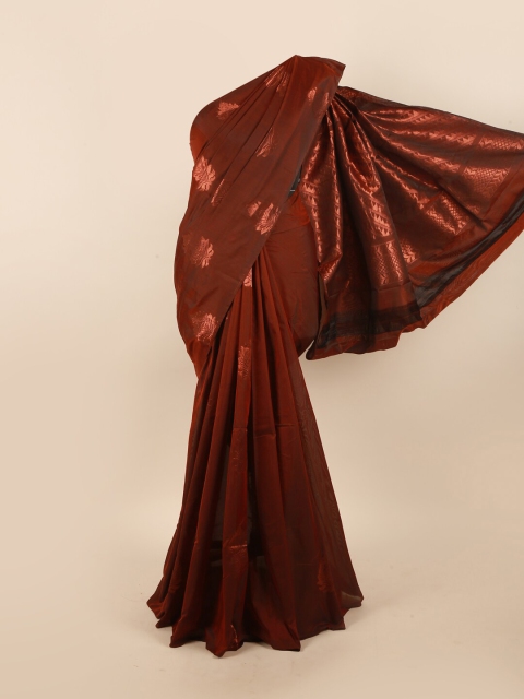 

Pothys Brown & Copper-Coloured Ethnic Motifs Zari Silk Cotton Saree