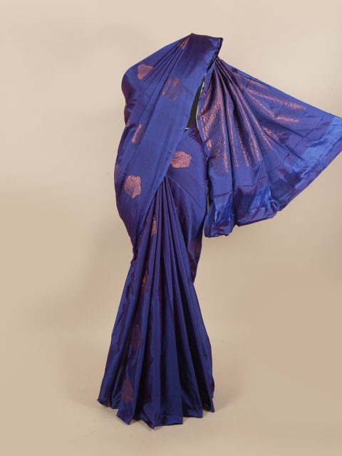 

Pothys Blue & Copper-Toned Ethnic Motifs Silk Cotton Saree