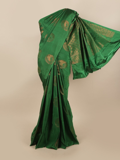 

Pothys Green & Copper-Toned Woven Design Zari Silk Cotton Saree